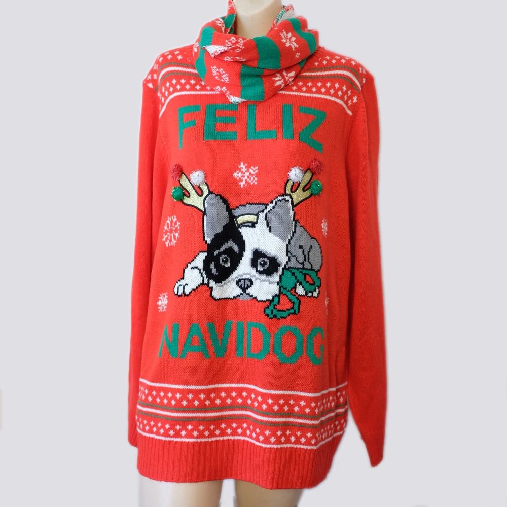 NWT Self Esteem Christmas sweater and scarf sz 2X